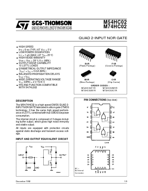 M74HC02 Datasheet PDF STMicroelectronics