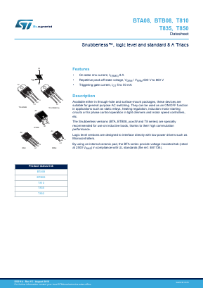 BTA08-XXXS Datasheet PDF STMicroelectronics