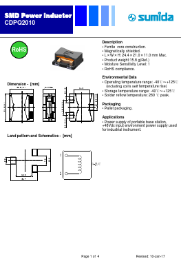 CDPQ2010NP-7R5M-160 Datasheet PDF Sumida Corporation