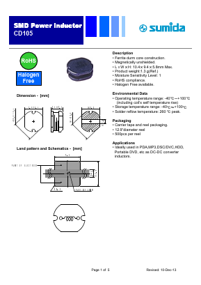 CD105 Datasheet PDF Sumida Corporation