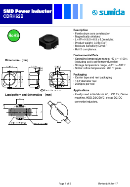 CDRH62BNP-5R5NC-B Datasheet PDF Sumida Corporation