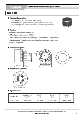 LC-128 Datasheet PDF Sumida Corporation