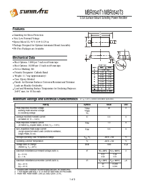 MBR0540T1 Datasheet PDF SUNMATE electronic Co., LTD