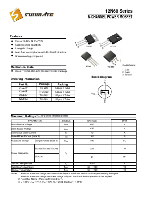 12N60G Datasheet PDF SUNMATE electronic Co., LTD