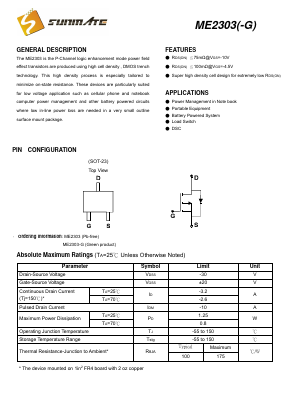 ME2303 Datasheet PDF SUNMATE electronic Co., LTD