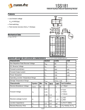 1SS181 Datasheet PDF SUNMATE electronic Co., LTD