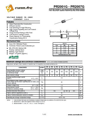 PR2003G Datasheet PDF SUNMATE electronic Co., LTD