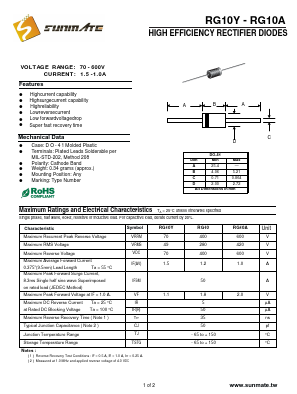 RG10 Datasheet PDF SUNMATE electronic Co., LTD