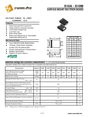 S10M Datasheet PDF SUNMATE electronic Co., LTD