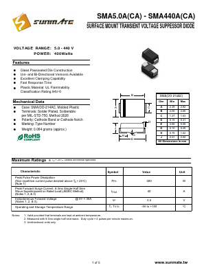 SMA18A Datasheet PDF SUNMATE electronic Co., LTD