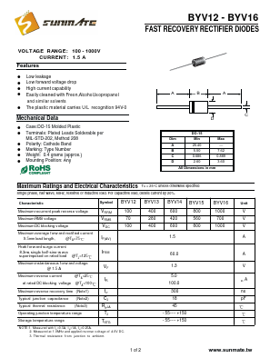 BYV13 Datasheet PDF SUNMATE electronic Co., LTD