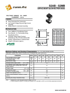 S2AB Datasheet PDF SUNMATE electronic Co., LTD