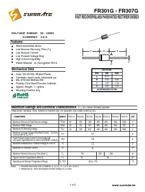 FR305G Datasheet PDF SUNMATE electronic Co., LTD
