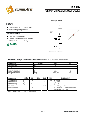 1SS86 Datasheet PDF SUNMATE electronic Co., LTD