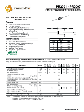 PR2001 Datasheet PDF SUNMATE electronic Co., LTD