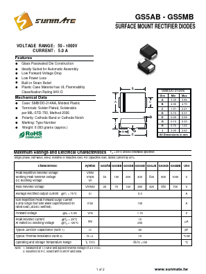 GS5KB Datasheet PDF SUNMATE electronic Co., LTD