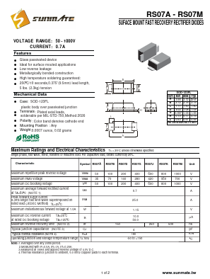 RS07J Datasheet PDF SUNMATE electronic Co., LTD