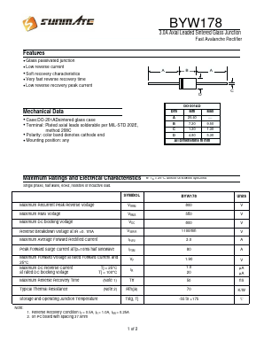 BYW178 Datasheet PDF SUNMATE electronic Co., LTD