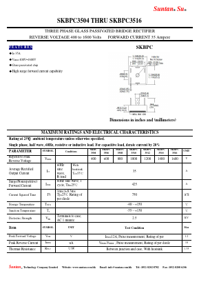 SKBPC3512 Datasheet PDF Suntan Capacitors