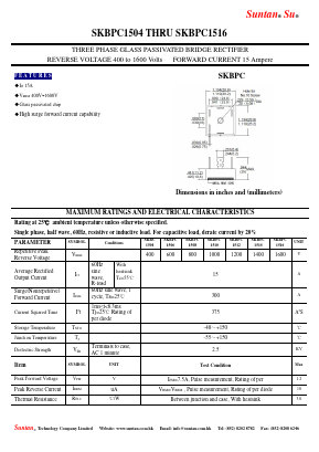 SKBPC1506 Datasheet PDF Suntan Capacitors