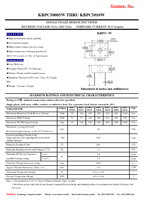 KBPC5001W Datasheet PDF Suntan Capacitors