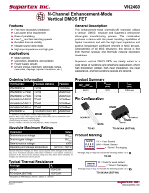 VN2460 Datasheet PDF Supertex Inc