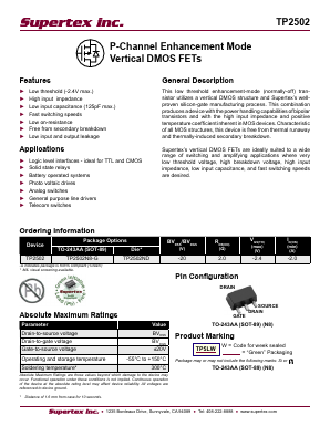 TP2502N8-G Datasheet PDF Supertex Inc