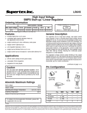 LR645N8 Datasheet PDF Supertex Inc
