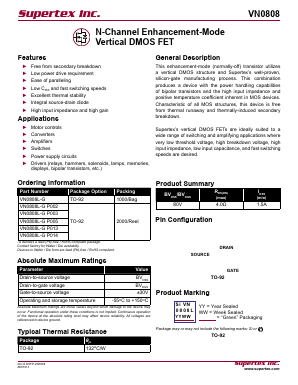 VN0808 Datasheet PDF Supertex Inc