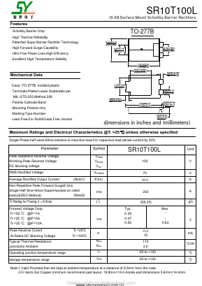 SR10T100L Datasheet PDF Changzhou Shunye Electronics Co.,Ltd.