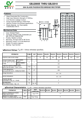 GBJ2010 Datasheet PDF Changzhou Shunye Electronics Co.,Ltd.