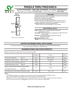 P6KE350CA Datasheet PDF Changzhou Shunye Electronics Co.,Ltd.