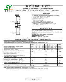 RL157G Datasheet PDF Changzhou Shunye Electronics Co.,Ltd.
