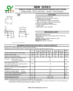MB2M Datasheet PDF Changzhou Shunye Electronics Co.,Ltd.