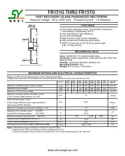 FR154G Datasheet PDF Changzhou Shunye Electronics Co.,Ltd.