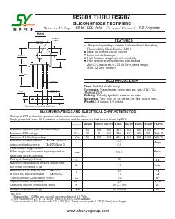 RS602 Datasheet PDF Changzhou Shunye Electronics Co.,Ltd.
