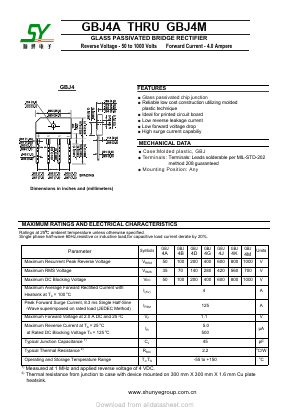 GBJ4A Datasheet PDF Changzhou Shunye Electronics Co.,Ltd.