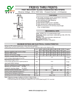 FR205G Datasheet PDF Changzhou Shunye Electronics Co.,Ltd.