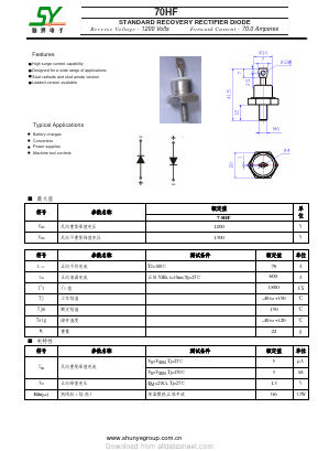 70HF Datasheet PDF Changzhou Shunye Electronics Co.,Ltd.