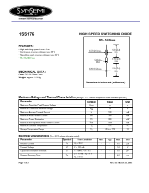 1SS176 Datasheet PDF SynSemi, Inc.