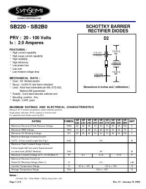 SB260 Datasheet PDF SynSemi, Inc.