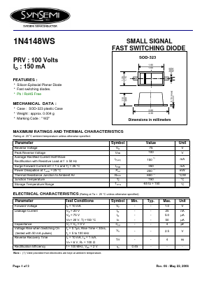 1N4148WS Datasheet PDF SynSemi, Inc.