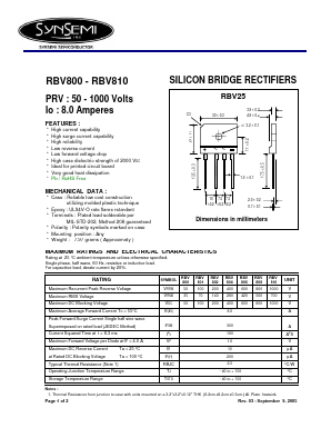 RBV804 Datasheet PDF SynSemi, Inc.