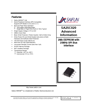 SA25C020 Datasheet PDF Saifun Semiconductors