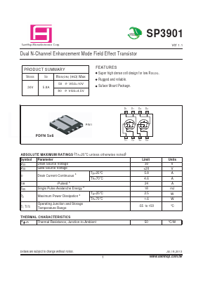 SP3901 Datasheet PDF Samhop Mircroelectronics