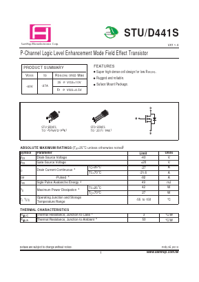 STU441S Datasheet PDF Samhop Mircroelectronics