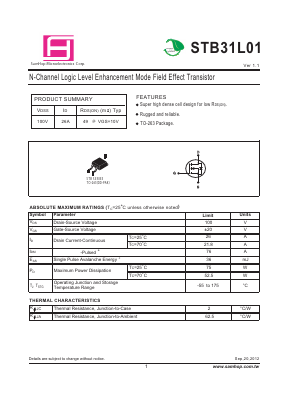 STB31L01 Datasheet PDF Samhop Mircroelectronics