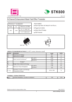 STK600 Datasheet PDF Samhop Mircroelectronics