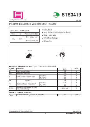 STS3419 Datasheet PDF Samhop Mircroelectronics