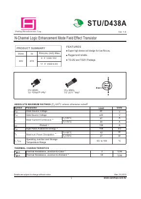 STU438A Datasheet PDF Samhop Mircroelectronics